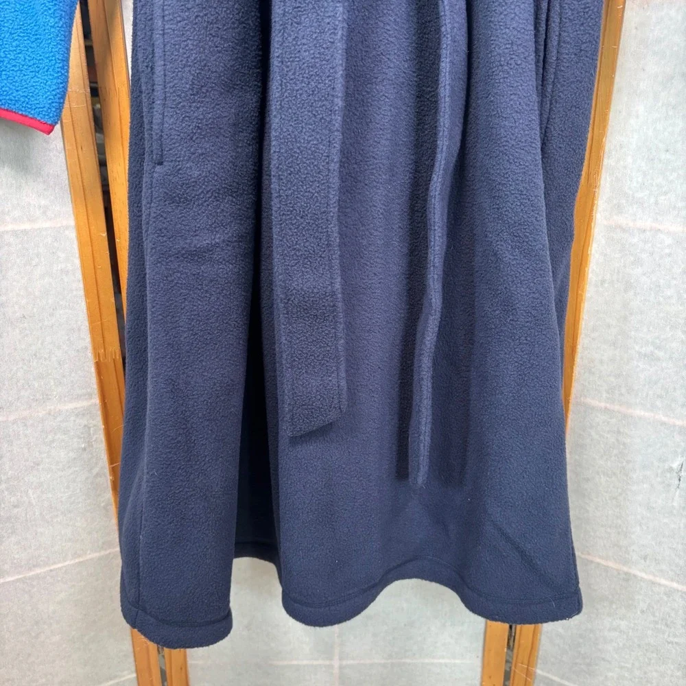 LL Bean Fleece Robe Men Large Blue Colorblock Belted Loungewear